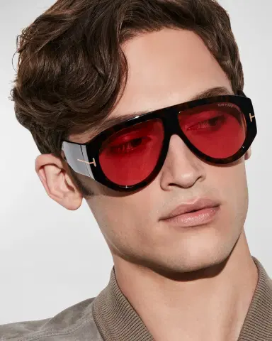 Tom Ford Men's Bronson T-Logo Shield Sunglasses | Thumbnail 4