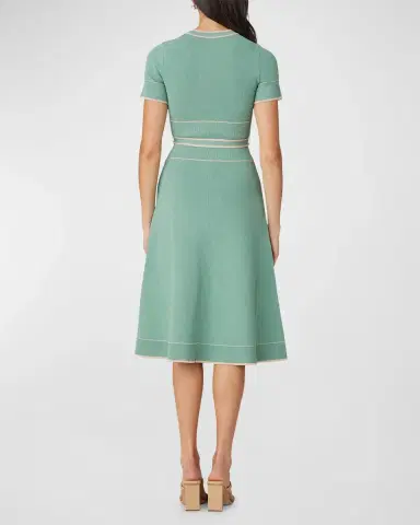 Shoshanna Addison Ribbed A-Line Midi Dress | Thumbnail 2 Shoshanna Addison Ribbed A-Line Midi Dress | Thumbnail 2