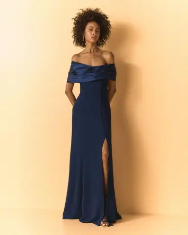 Tadashi Shoji Off-Shoulder A-Line Crepe & Taffeta Gown | Thumbnail 5 Tadashi Shoji Off-Shoulder A-Line Crepe & Taffeta Gown | Thumbnail 5