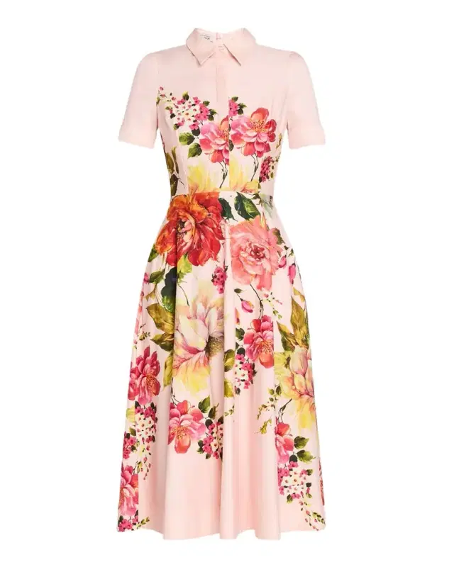 Rickie Freeman for Teri Jon Floral-Print Fit-&-Flare Shirtdress