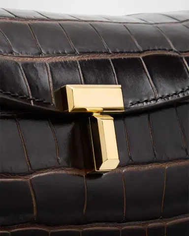 TOTEME T-Lock Croc-Embossed Leather Clutch Bag | Thumbnail 5