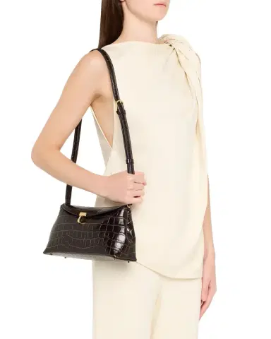 TOTEME T-Lock Croc-Embossed Leather Clutch Bag | Thumbnail 1