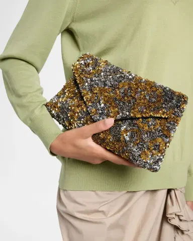 Dries Van Noten Sequined Envelope Clutch Bag | Thumbnail 2 Dries Van Noten Sequined Envelope Clutch Bag | Thumbnail 2