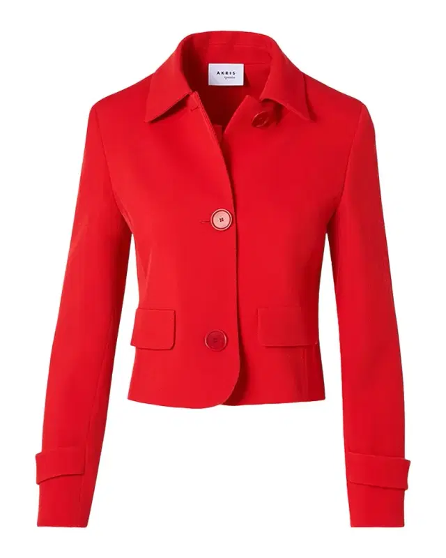 Single-Breasted Wool Tricotine Boxy Jacket