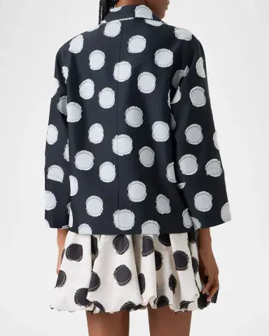 Akris punto Fringed Polka Dot Jacquard Oversized Jacket | Thumbnail 3 Akris punto Fringed Polka Dot Jacquard Oversized Jacket | Thumbnail 3
