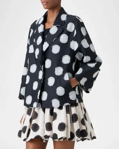 Akris punto Fringed Polka Dot Jacquard Oversized Jacket | Thumbnail 4 Akris punto Fringed Polka Dot Jacquard Oversized Jacket | Thumbnail 4