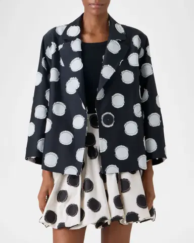 Akris punto Fringed Polka Dot Jacquard Oversized Jacket | Thumbnail 6 Akris punto Fringed Polka Dot Jacquard Oversized Jacket | Thumbnail 6