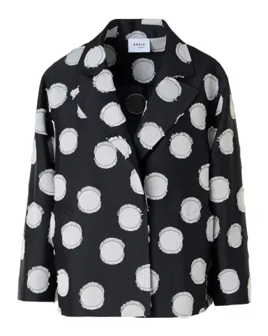 Akris punto Fringed Polka Dot Jacquard Oversized Jacket | Thumbnail 1 Akris punto Fringed Polka Dot Jacquard Oversized Jacket | Thumbnail 1