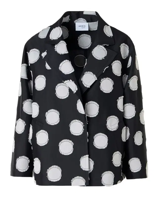 Fringed Polka Dot Jacquard Oversized Jacket