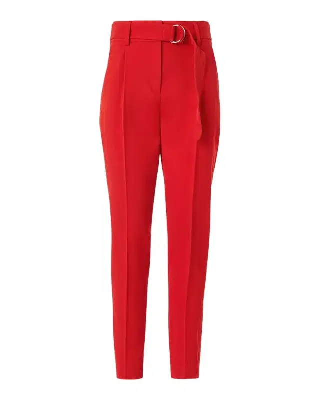 Akris punto Fred Wool Tricotine Tapered-Leg Ankle Pants With Belt