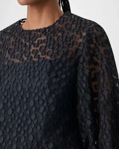 Akris punto Fringed Polka-Dot Jacquard Balloon-Sleeve Blouse | Thumbnail 5 Akris punto Fringed Polka-Dot Jacquard Balloon-Sleeve Blouse | Thumbnail 5