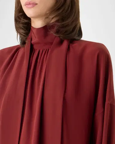 Akris punto Mock-Neck Bow Tie Silk Crepe De Chine Blouse | Thumbnail 5 Akris punto Mock-Neck Bow Tie Silk Crepe De Chine Blouse | Thumbnail 5