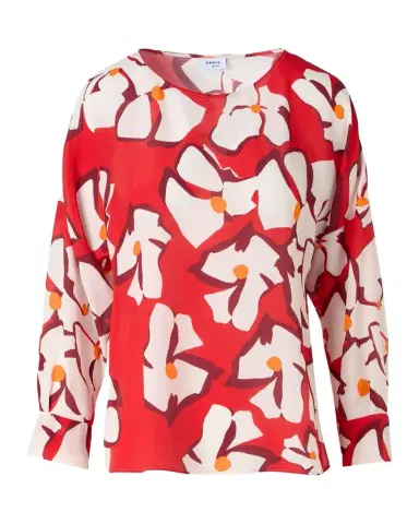 Akris punto Papercut Flower Print Viscose-Silk Crepe De Chine Blouse | Thumbnail 1 Akris punto Papercut Flower Print Viscose-Silk Crepe De Chine Blouse | Thumbnail 1