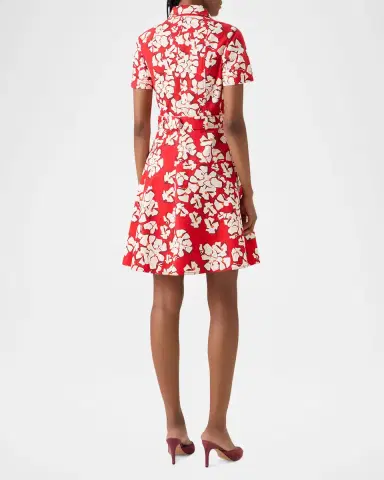 Akris punto Papercut Flower Print Denim Belted Shirtdress | Thumbnail 3 Akris punto Papercut Flower Print Denim Belted Shirtdress | Thumbnail 3