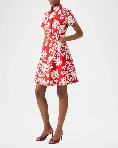 Akris punto Papercut Flower Print Denim Belted Shirtdress | Thumbnail 4 Akris punto Papercut Flower Print Denim Belted Shirtdress | Thumbnail 4