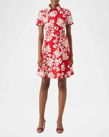 Akris punto Papercut Flower Print Denim Belted Shirtdress | Thumbnail 6 Akris punto Papercut Flower Print Denim Belted Shirtdress | Thumbnail 6