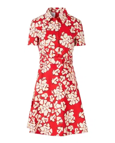 Akris punto Papercut Flower Print Denim Belted Shirtdress | Thumbnail 1 Akris punto Papercut Flower Print Denim Belted Shirtdress | Thumbnail 1