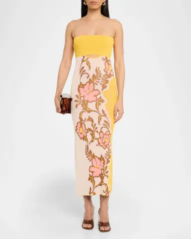 MISA Los Angeles Fletcher Floral Knit Strapless Dress | Thumbnail 2