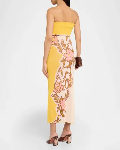 MISA Los Angeles Fletcher Floral Knit Strapless Dress | Thumbnail 3