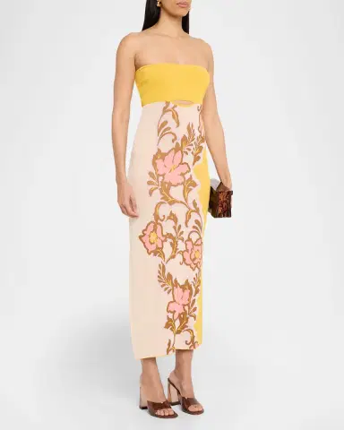 MISA Los Angeles Fletcher Floral Knit Strapless Dress | Thumbnail 4
