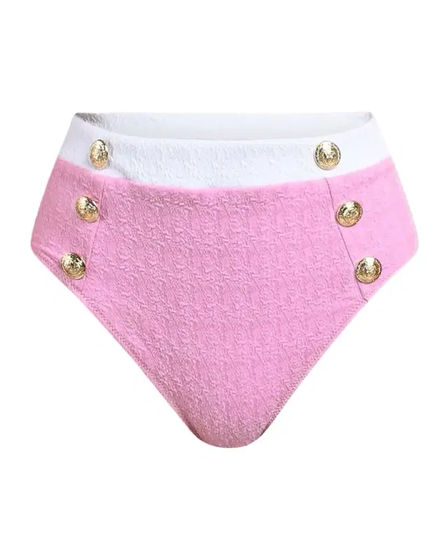 L'Agence Vanessa Colorblock Chic High-Waist Bikini Bottoms