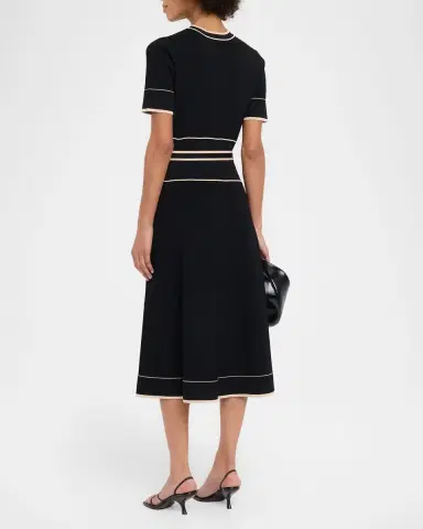 Shoshanna Addison Ribbed A-Line Midi Dress | Thumbnail 3 Shoshanna Addison Ribbed A-Line Midi Dress | Thumbnail 3