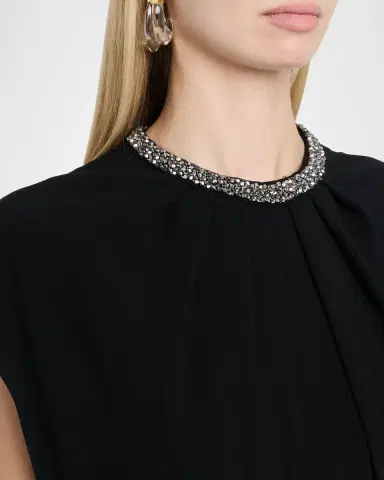 Rickie Freeman for Teri Jon Beaded Crepe A-Line Midi Dress | Thumbnail 5