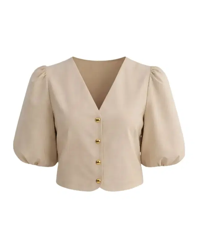 Franka Leather Puff-Sleeve Jacket