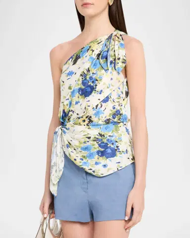A.L.C. Eliana One-Shoulder Satin Scarf Top | Thumbnail 4