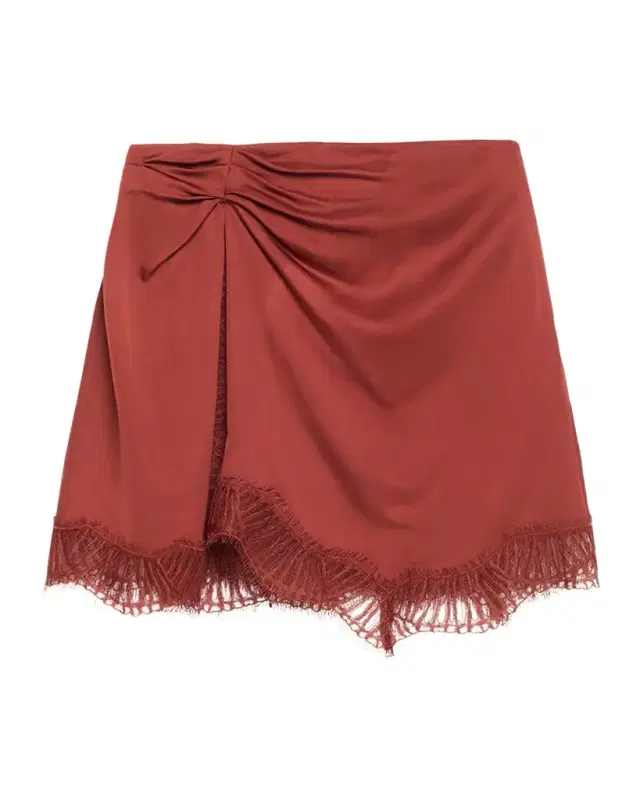 Dion Satin Lace-Trim Mini Skirt