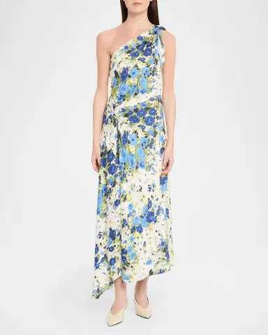 A.L.C. Eliana Floral Satin Draped Dress | Thumbnail 2