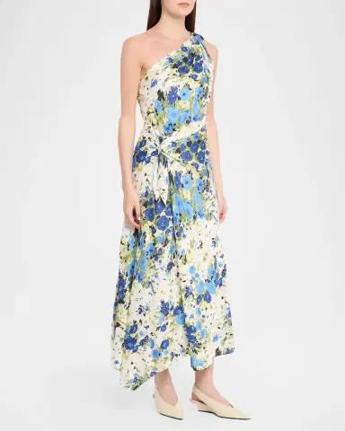 A.L.C. Eliana Floral Satin Draped Dress | Thumbnail 4