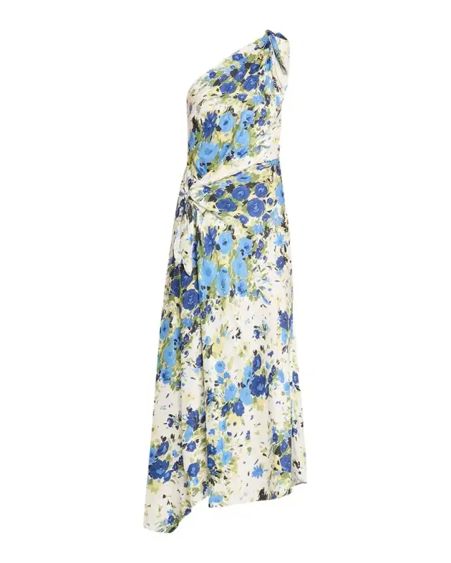 Eliana Floral Satin Draped Dress