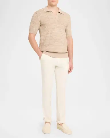 Etro Men's Johnny Collar Open-Knit Polo Sweater | Thumbnail 2