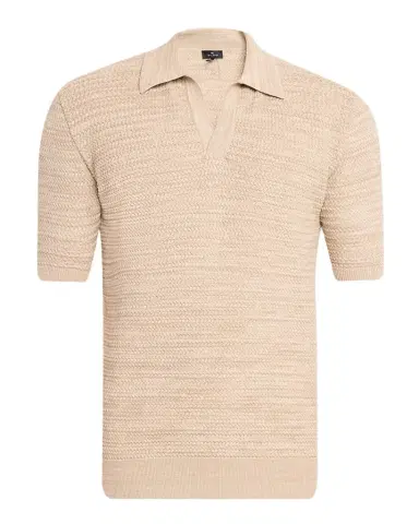 Etro Men's Johnny Collar Open-Knit Polo Sweater | Thumbnail 1