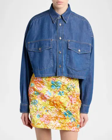 Versace Cropped Long-Sleeve Denim Shirt | Thumbnail 3 Versace Cropped Long-Sleeve Denim Shirt | Thumbnail 3