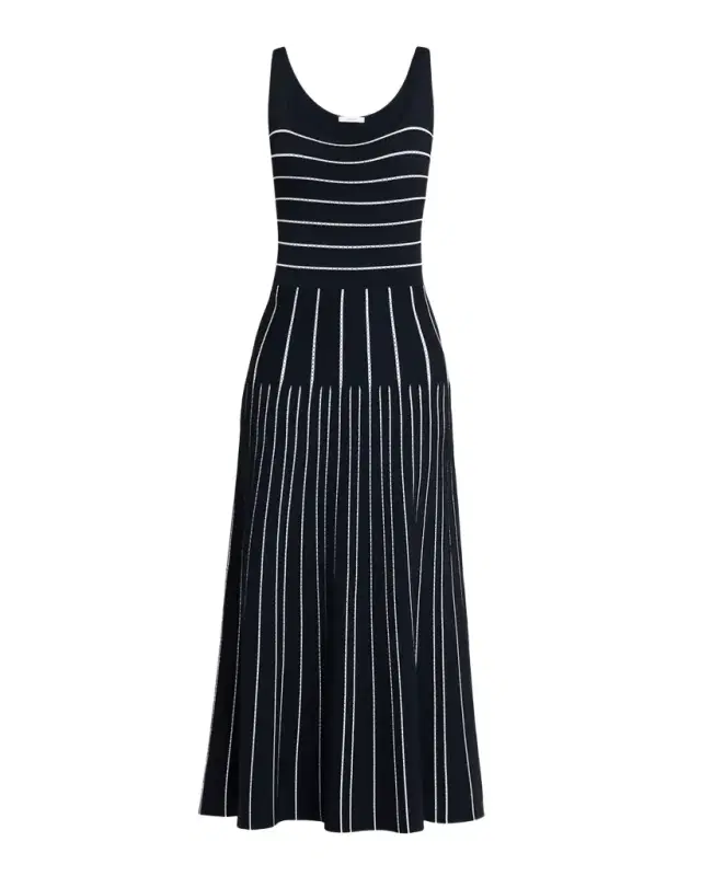 Adam Lippes Gemma Pointelle Striped Knit Sleeveless Maxi Dress