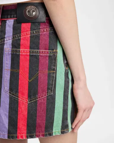 Versace Stripe Denim Mini Skirt | Thumbnail 4 Versace Stripe Denim Mini Skirt | Thumbnail 4