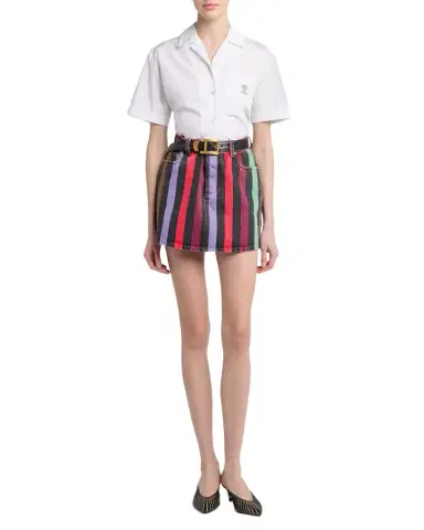 Versace Stripe Denim Mini Skirt | Thumbnail 1 Versace Stripe Denim Mini Skirt | Thumbnail 1