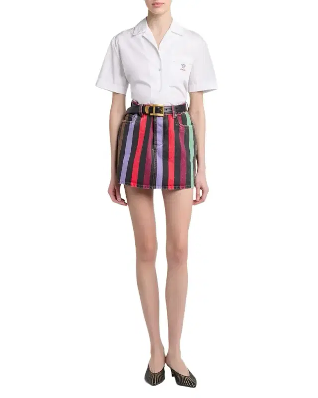Versace Stripe Denim Mini Skirt