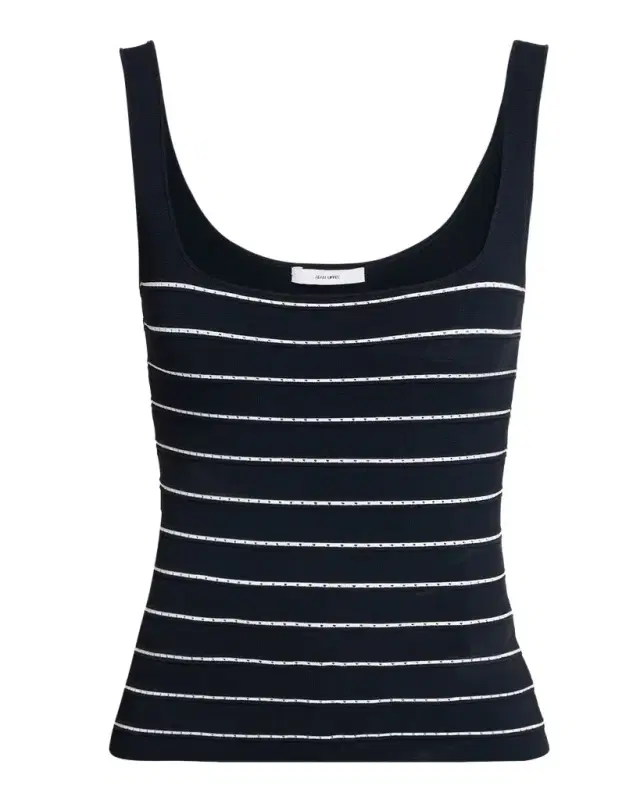 Adam Lippes Aria Pointelle Striped Compact Knit Tank Top