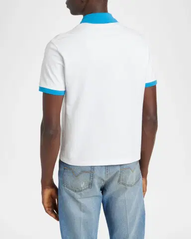 Versace Men's Medusa Embroidered Cotton Contrast-Trim Polo Shirt | Thumbnail 2