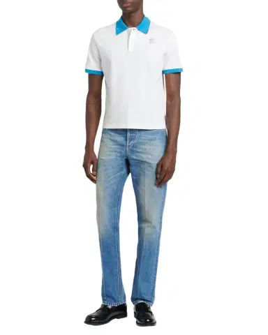 Versace Men's Medusa Embroidered Cotton Contrast-Trim Polo Shirt | Thumbnail 1