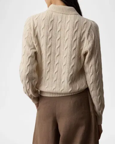 Ralph Lauren Collection Lofty Cashmere Cable Knit Polo Sweater | Thumbnail 2