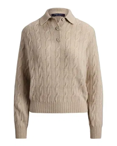 Ralph Lauren Collection Lofty Cashmere Cable Knit Polo Sweater | Thumbnail 1
