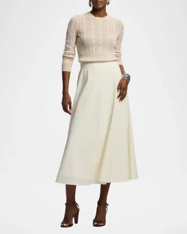 Ralph Lauren Collection Sonya Tropical Wool Crepe A-Line Midi Skirt | Thumbnail 2 Ralph Lauren Collection Sonya Tropical Wool Crepe A-Line Midi Skirt | Thumbnail 2
