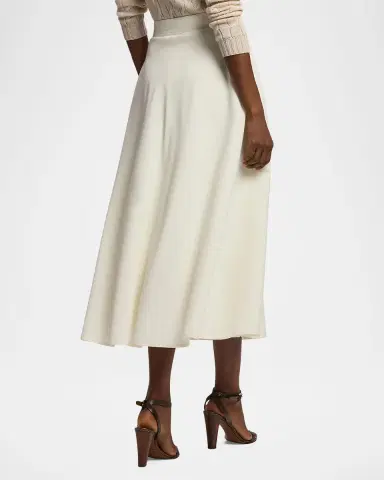 Ralph Lauren Collection Sonya Tropical Wool Crepe A-Line Midi Skirt | Thumbnail 3 Ralph Lauren Collection Sonya Tropical Wool Crepe A-Line Midi Skirt | Thumbnail 3