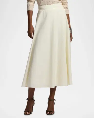 Ralph Lauren Collection Sonya Tropical Wool Crepe A-Line Midi Skirt | Thumbnail 4 Ralph Lauren Collection Sonya Tropical Wool Crepe A-Line Midi Skirt | Thumbnail 4