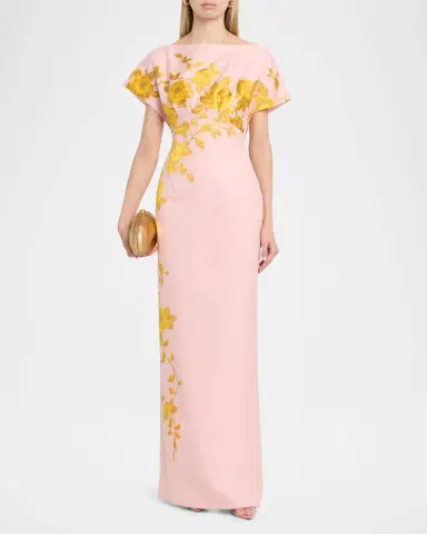 Lela Rose Rose Fil Coupe Empire-Waist Column Gown | Thumbnail 2