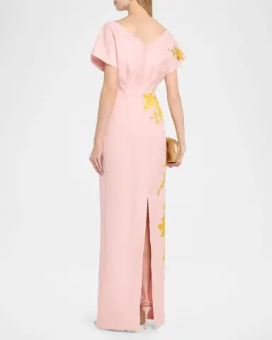 Lela Rose Rose Fil Coupe Empire-Waist Column Gown | Thumbnail 3
